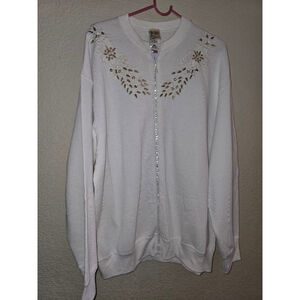Cactus California White Embellished Full-Zip Sweatshirt XL